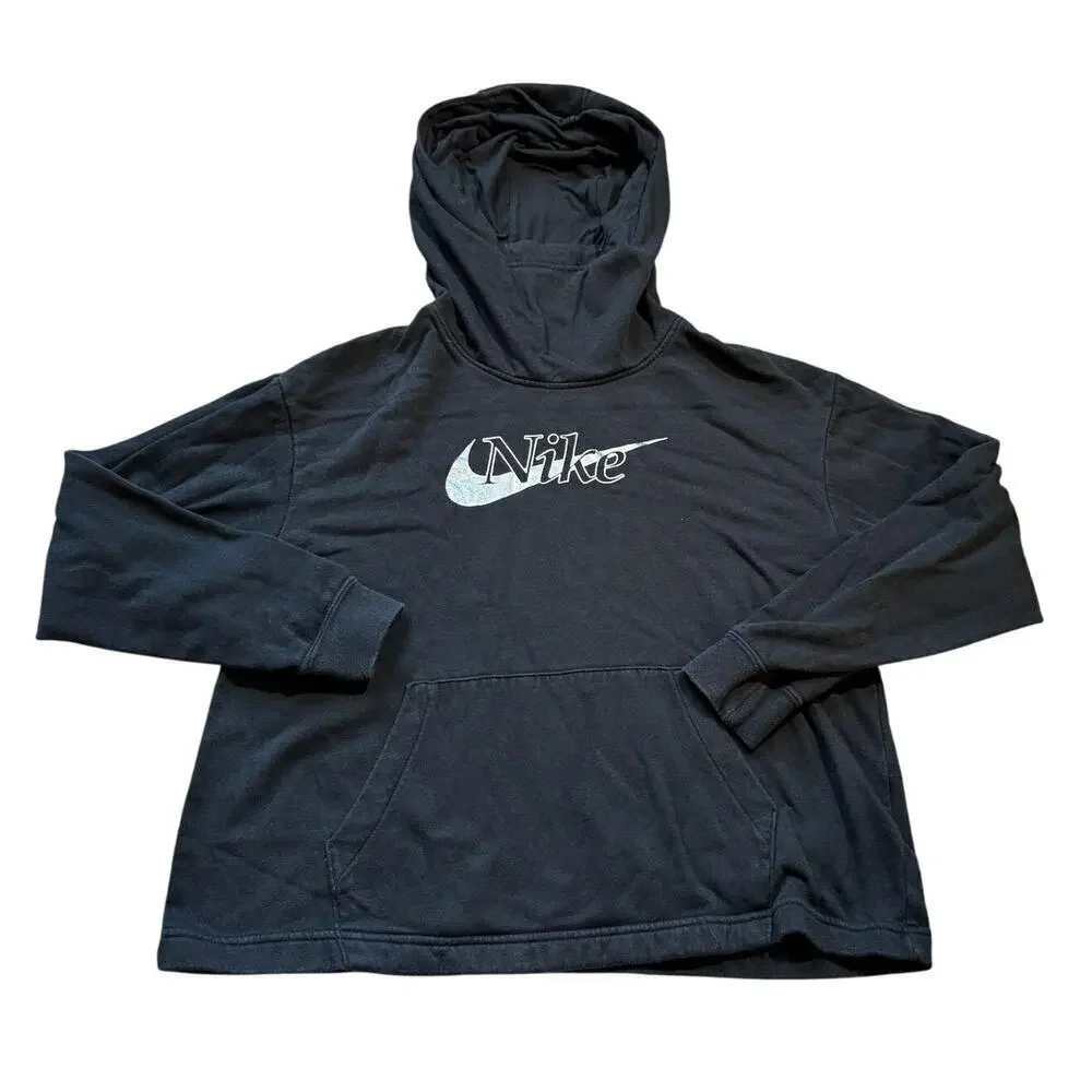 NIKE Black & Silver Sweatshirt, womens size Small, Slightly cropped, boxy fit